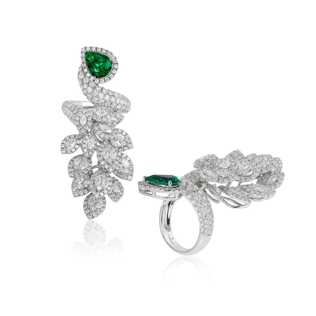 Andreoli White Gold Aria Diamond And Emerald Ring R21297A #2