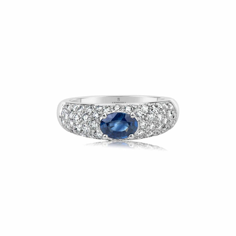 Andreoli White Gold Blue Sapphire Engagement Ring R129