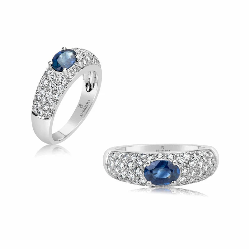 Andreoli White Gold Blue Sapphire Engagement Ring R129 #2