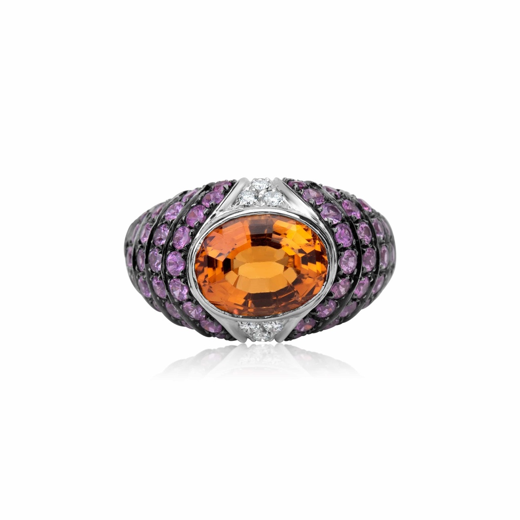 Andreoli White Gold Citrine And Pink Sapphire Ring R1041