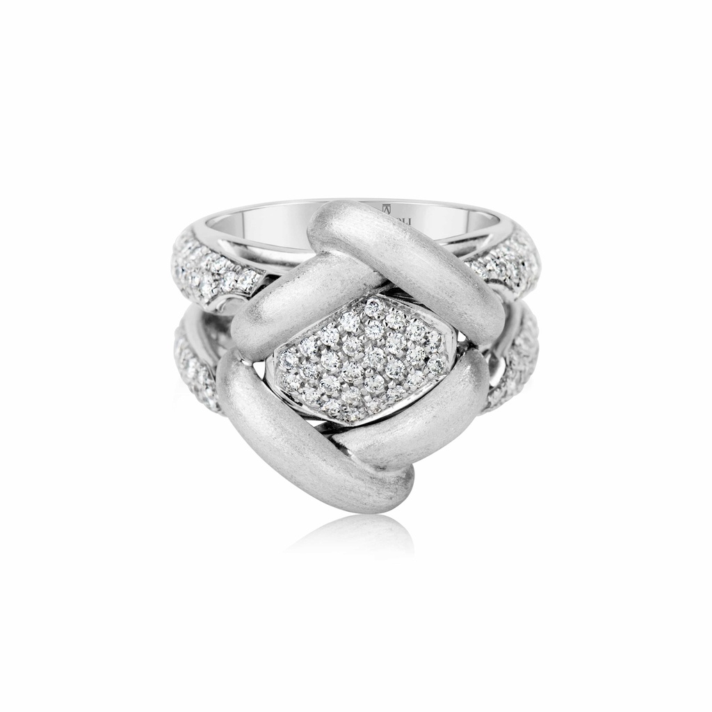 Andreoli White Gold Criss Cross Diamond Ring R2826-8