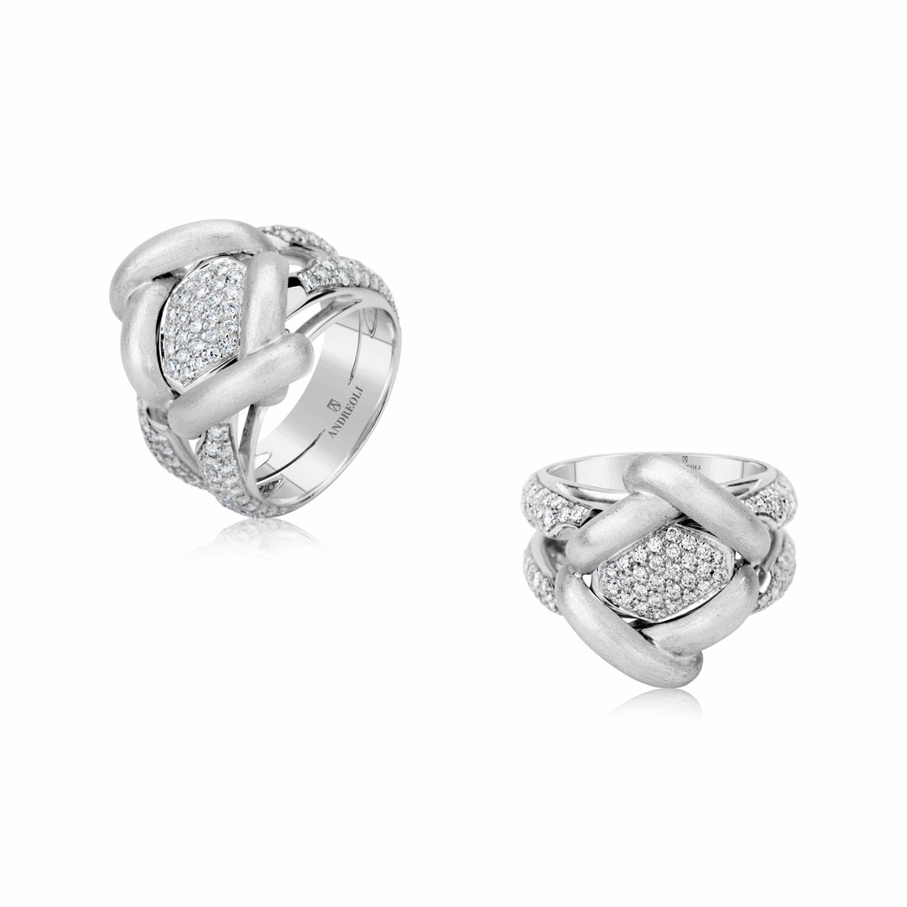 Andreoli White Gold Criss Cross Diamond Ring R2826-8 #2