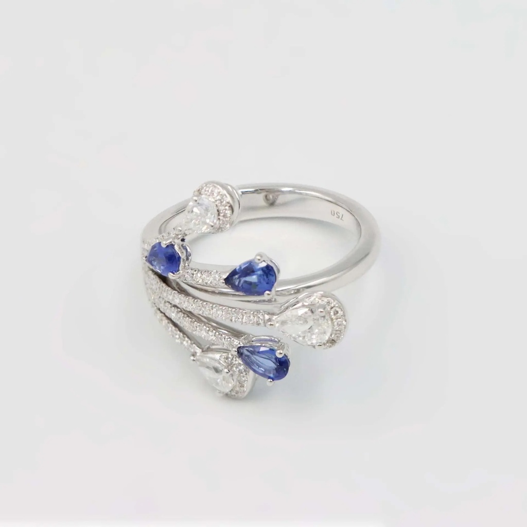 Frost Fratelli White Gold Diamond & Sapphire Cocktail Ring #3