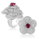 Andreoli White Gold Flora Diamond And Ruby Ring R-CDZ327 #2