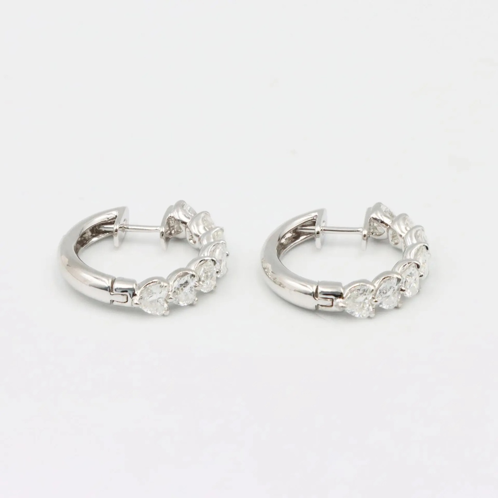 Frost Fratelli White Gold Heart Shape Diamond Hoop Earrings EAER-1819 #3