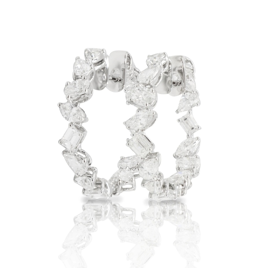 Frost Fratelli White Gold Mixed Cut Diamond Hoop Earrings RAER-11118.1