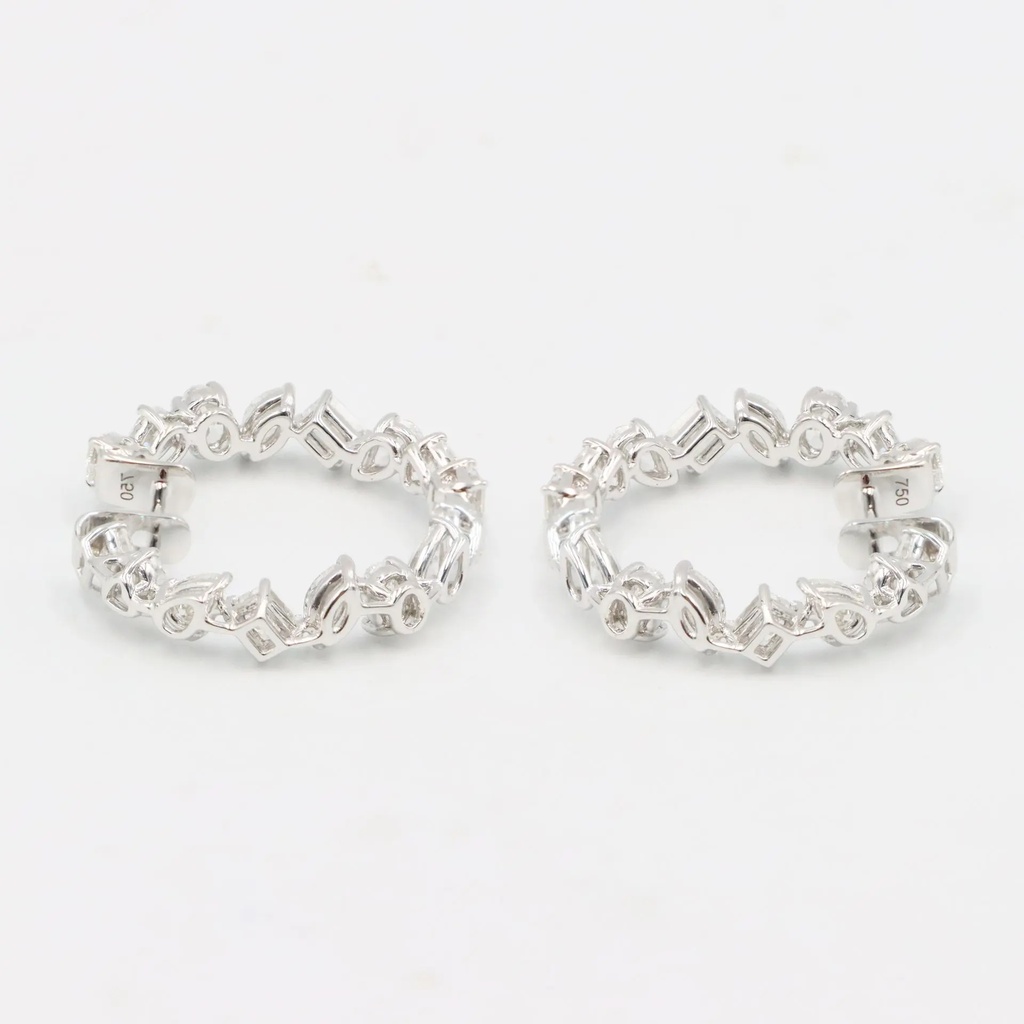 Frost Fratelli White Gold Mixed Cut Diamond Hoop Earrings RAER-11118.1 #2