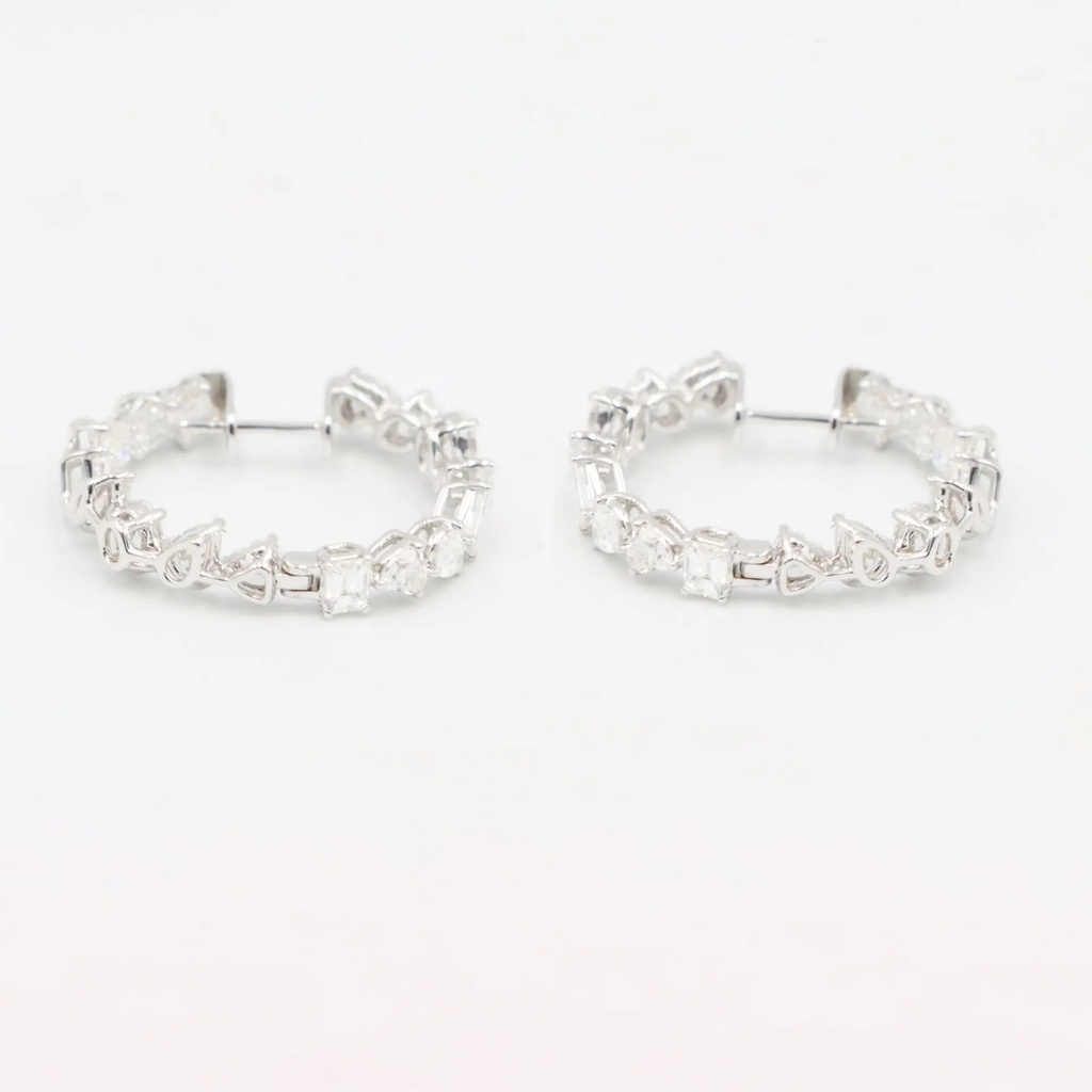 Frost Fratelli White Gold Mixed Cut Diamond Hoop Earrings RAER-11118.1 #3