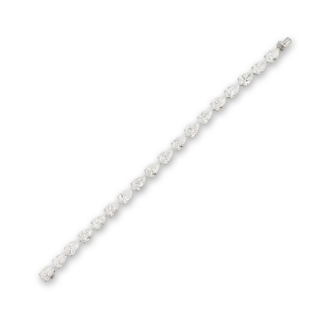 Frost Fratelli White Gold Pear Shape Diamond Tennis Bracelet RABR-11229