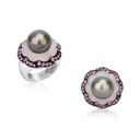 Andreoli White Gold Tahitian Pearl And Pink Sapphire Ring R1323 #2