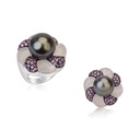Andreoli White Gold Tahitian Pearl And Pink Sapphire Ring R1232 #2