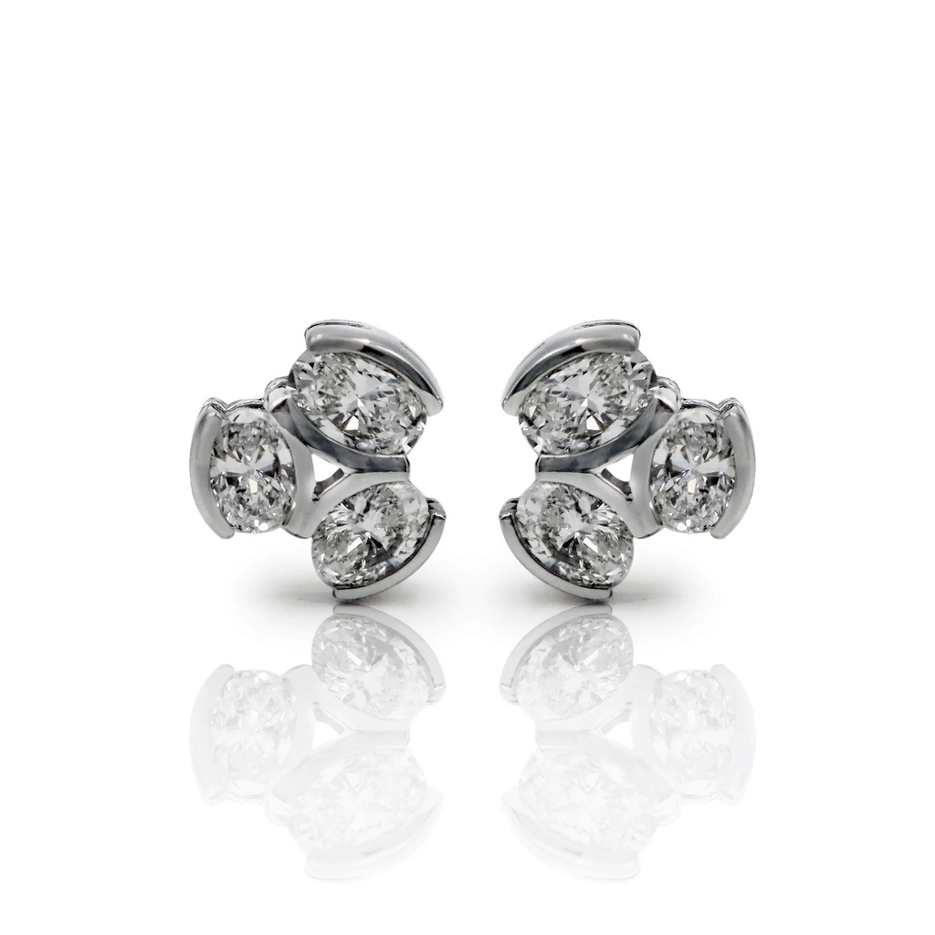 Frost Fratelli White Gold Trio Oval Diamond Stud Earrings EAER-1789