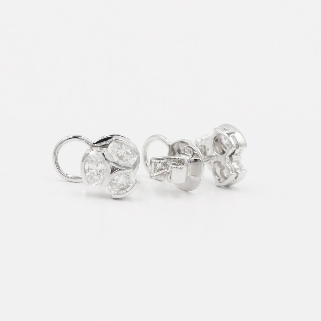 Frost Fratelli White Gold Trio Oval Diamond Stud Earrings EAER-1789 #2