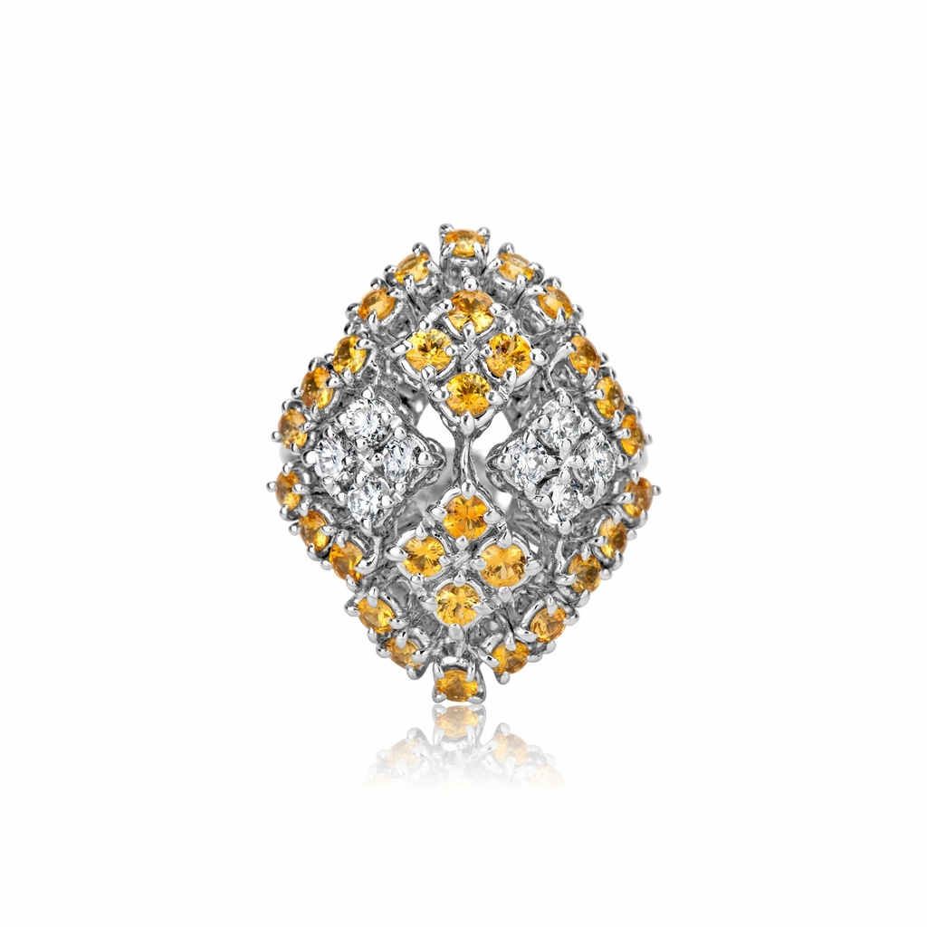 Andreoli White Gold Yellow Sapphire And Diamond Ring R750
