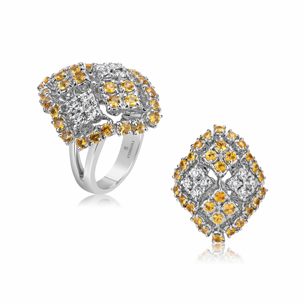 Andreoli White Gold Yellow Sapphire And Diamond Ring R750 #2