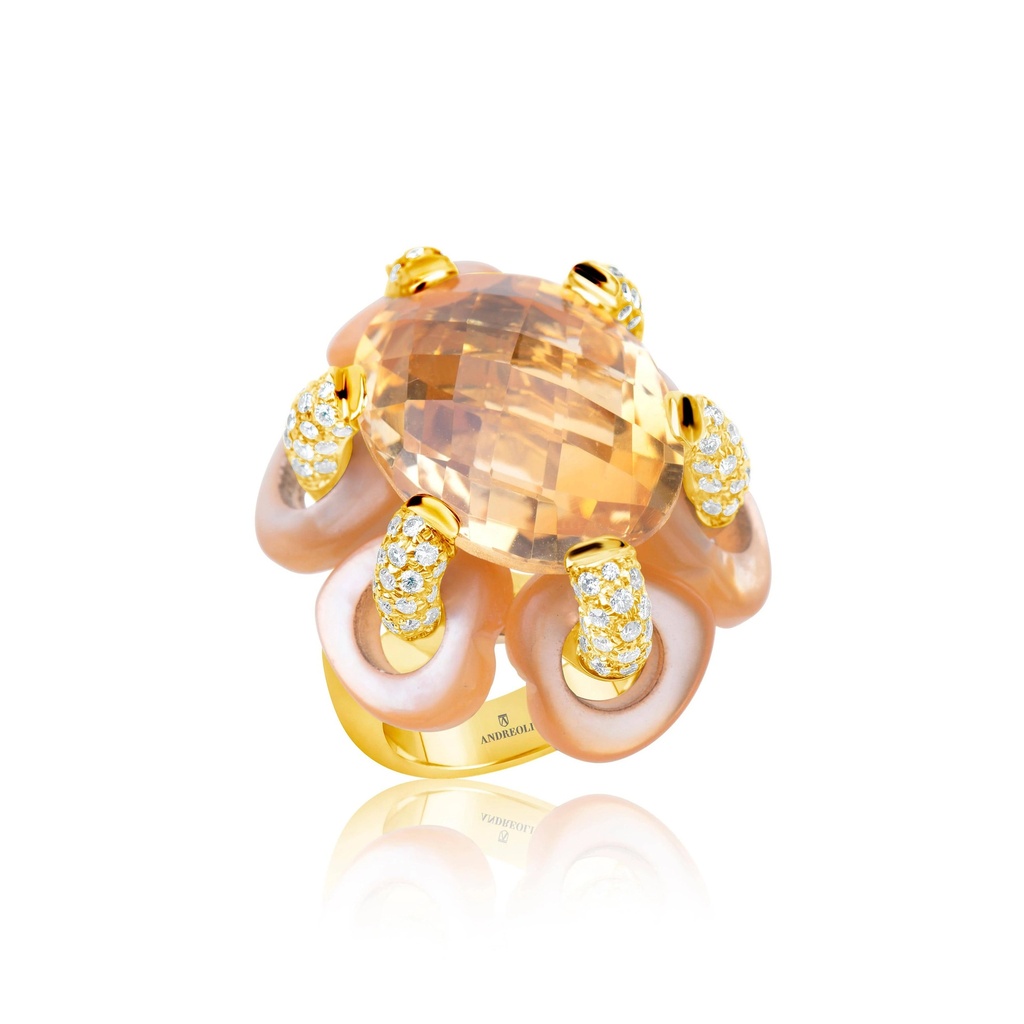 Andreoli Yellow Gold Citrine Flower Ring R4997