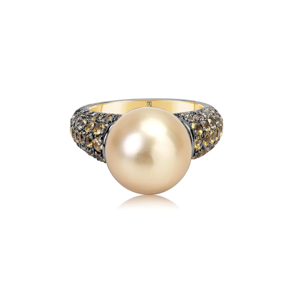 Andreoli Yellow Gold Gold Pearl Diamond Ring