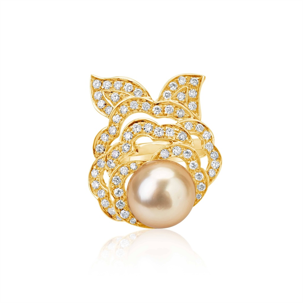 Andreoli Yellow Gold Golden Pearl Ring Yellow Gold R113