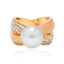 Andreoli Yellow Gold Pearl And Diamond Ring R158