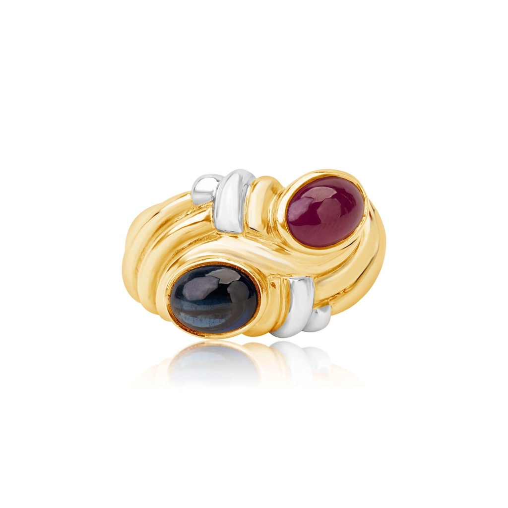 Andreoli Yellow Gold Sapphire And Ruby Ring R9818