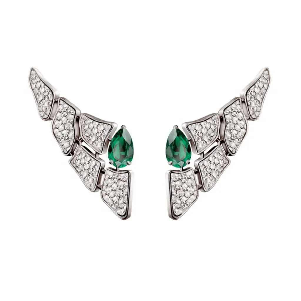Orlov Skin 5 Elements Full Pave Diamond Emerald Earrings - Yellow Gold CSK-E5EYFM1.6