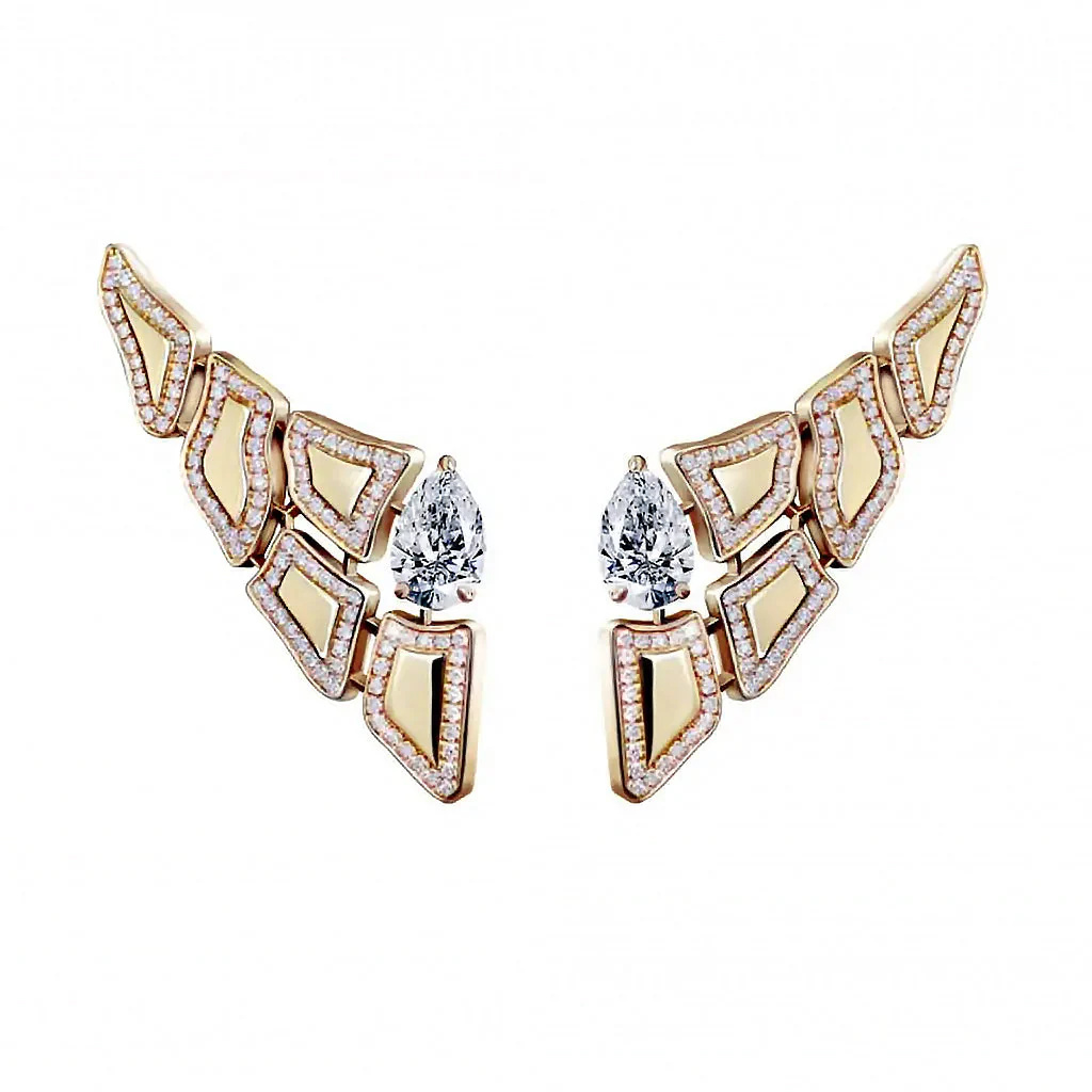 Orlov Skin 5 Elements Light Pave Diamond Earrings - Yellow Gold CSK-E5EYLM1