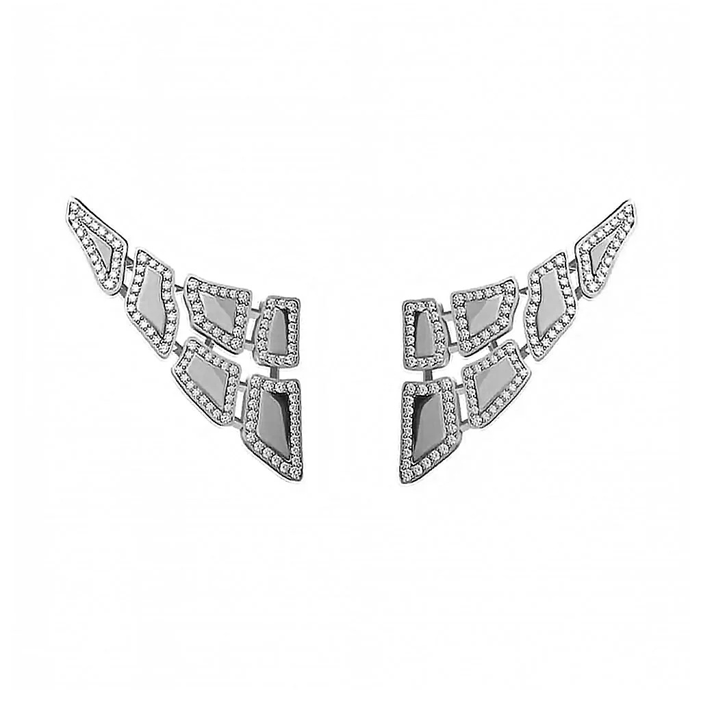 Orlov Skin 6 Elements Light Pave Diamond Earrings - White Gold CSK-E6EWLM
