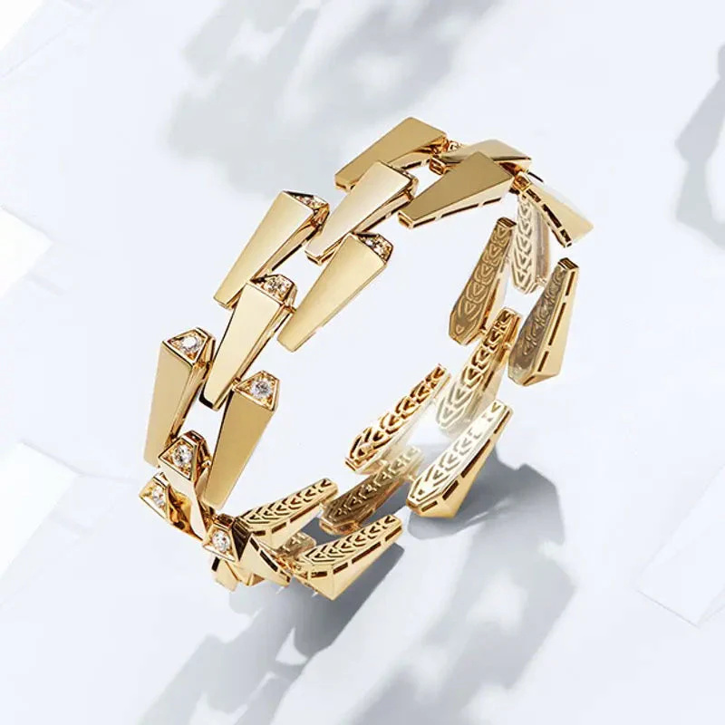 Orlov Spike 3 Row Light Pave Diamond Bracelet - Yellow Gold CSP-B3RYL