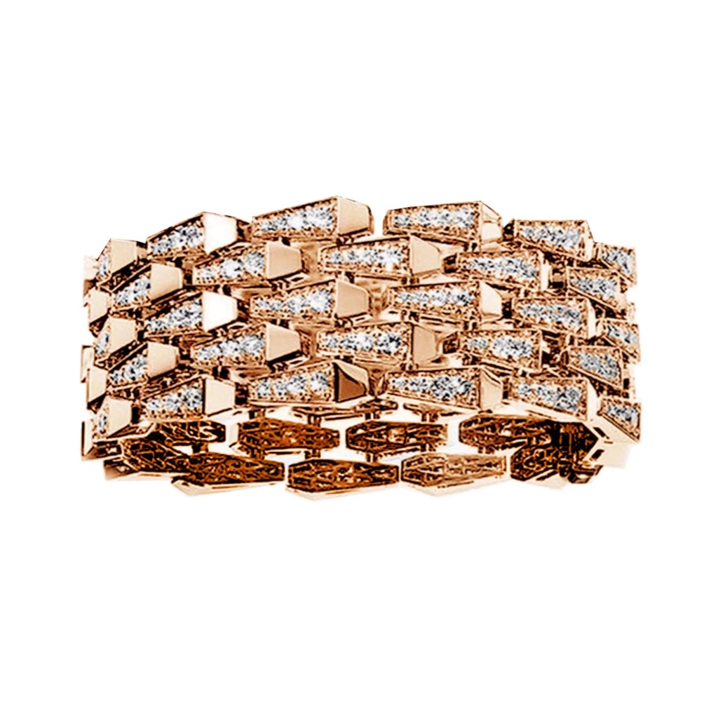 Orlov Spike 5 Row Manchette Full Pave Diamond Bracelet - Rose Gold CSP-B5RRF