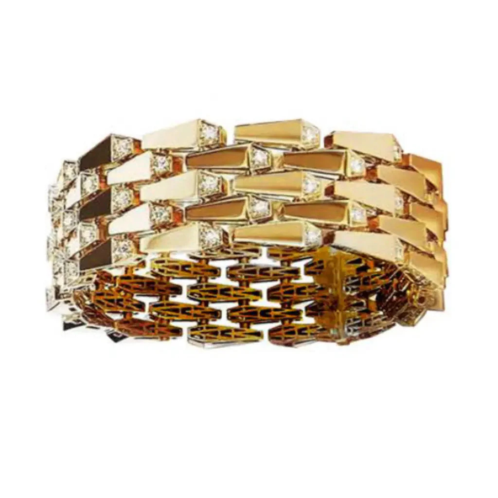 Orlov Spike 5 Row Manchette Light Pave Diamond Bracelet - Yellow Gold CSP-M5RYL
