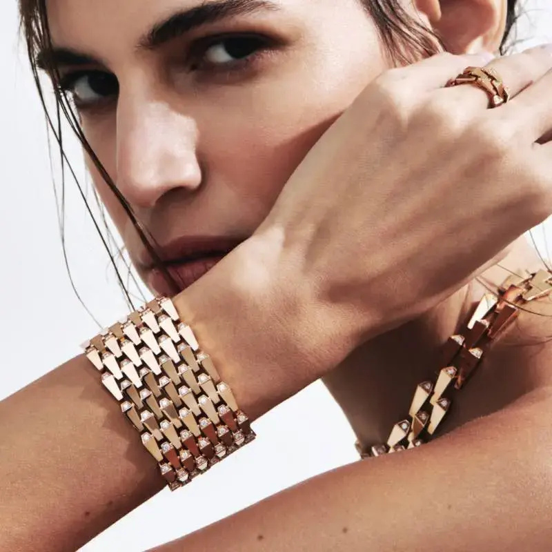 Orlov Spike 9 Row Manchette Light Pave Diamond Bracelet - Rose Gold CSP-M9RRL #2