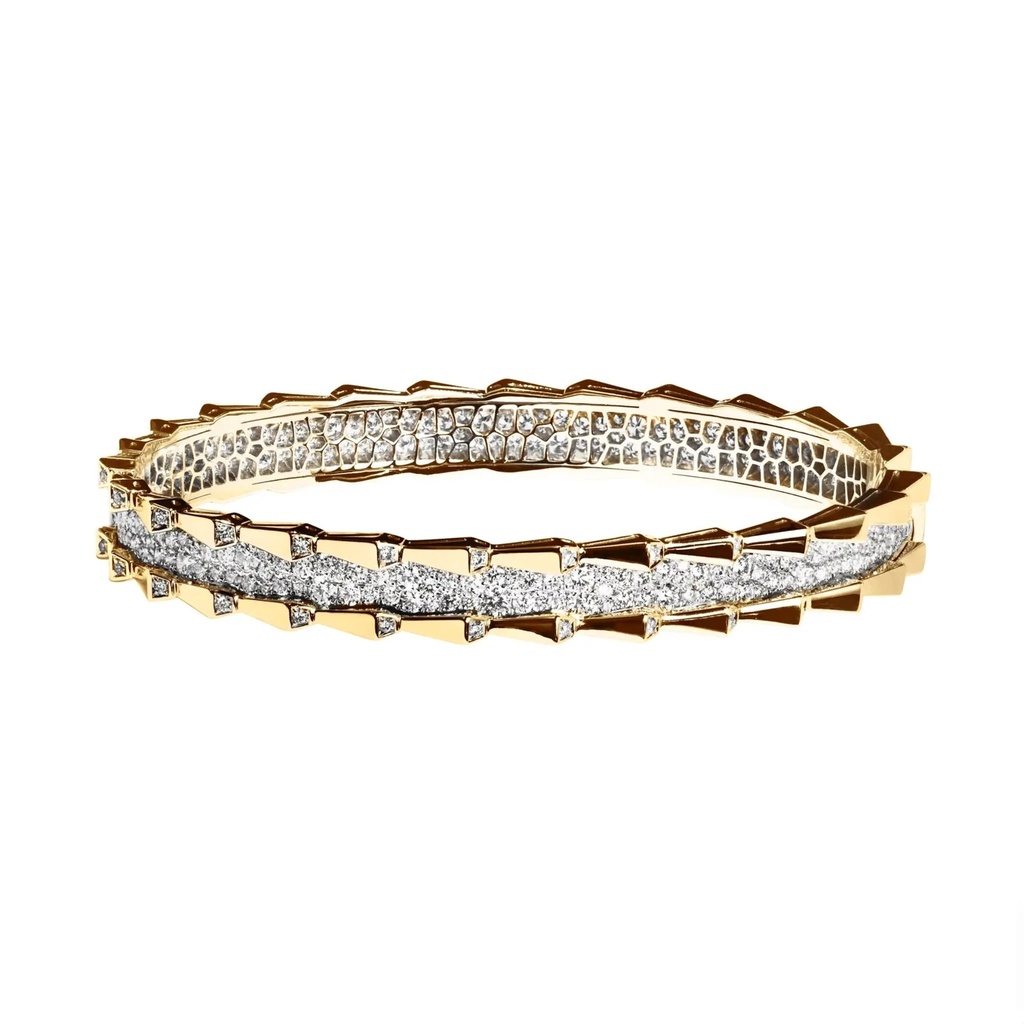 Orlov Spike Double Row Full Pave Diamond Bracelet - Yellow Gold CSP-B2RYF