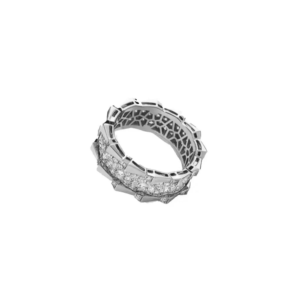 Orlov Spike Double Row Full Pave Diamond Ring - White Gold