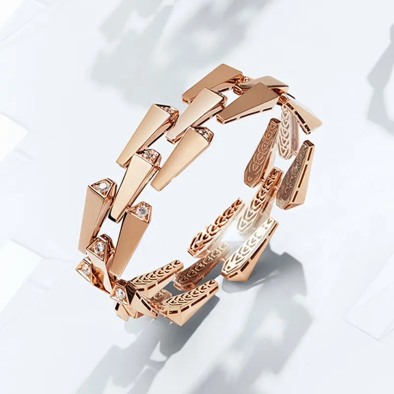 Orlov Spike Large 3 Row Light Pave Diamond Bracelet - Rose Gold CSP-B3RBRL