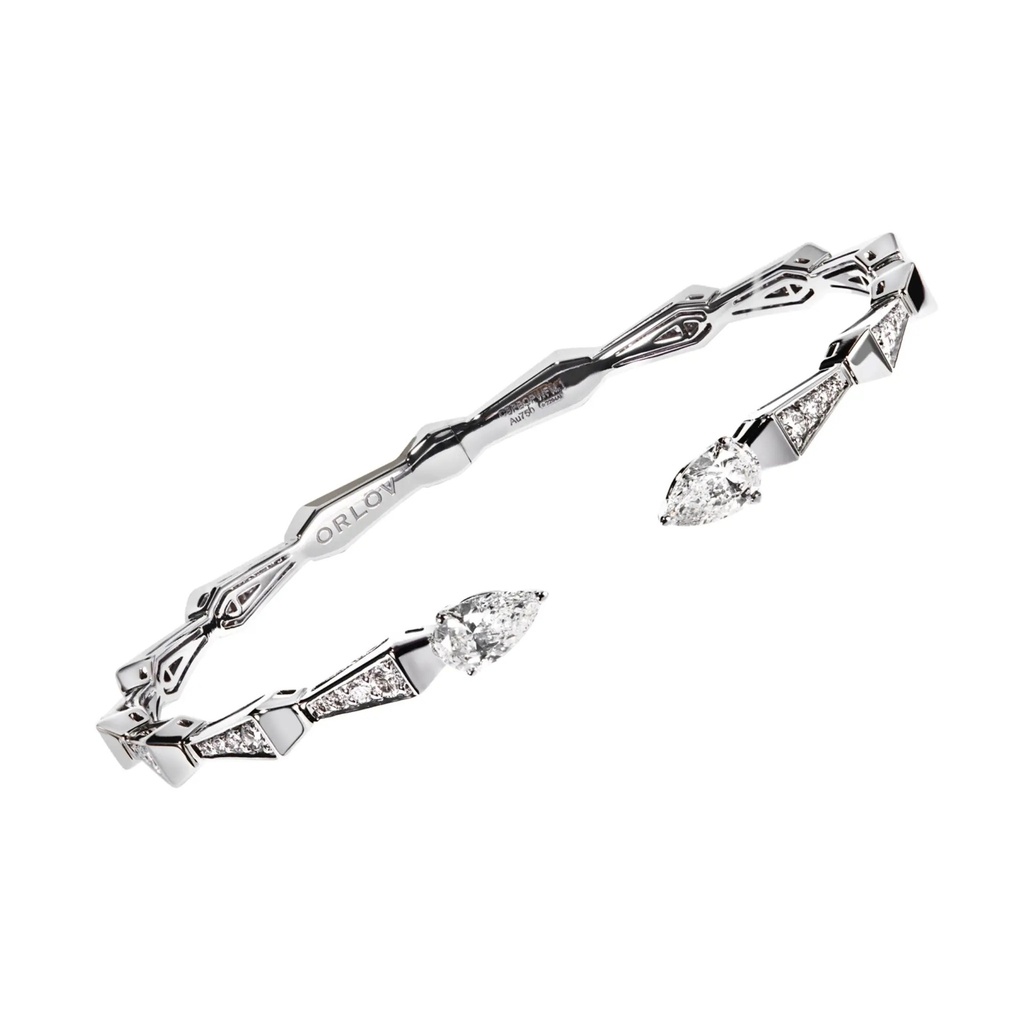 Orlov Spike Open Full Pave Diamond Bracelet - White Gold CSP-BOPWF1