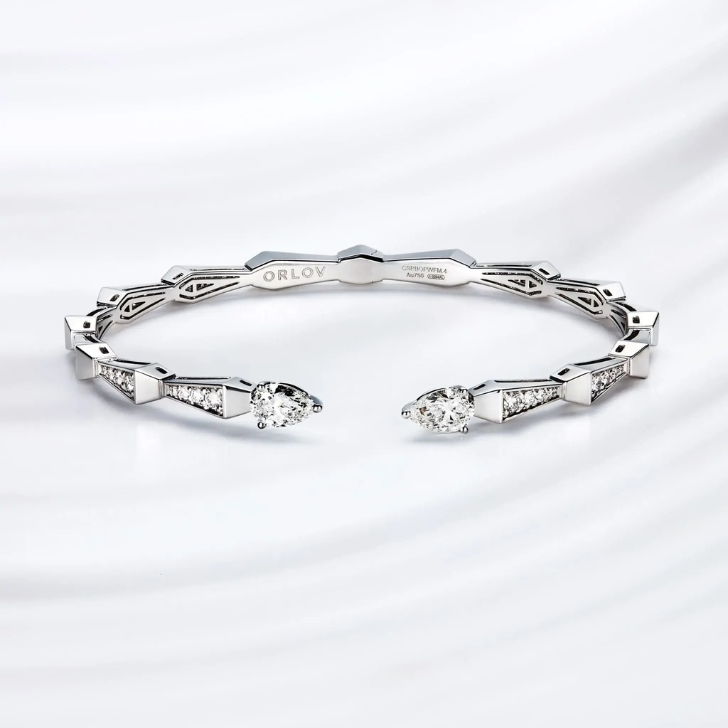 Orlov Spike Open Full Pave Diamond Bracelet - White Gold CSP-BOPWF1 #3