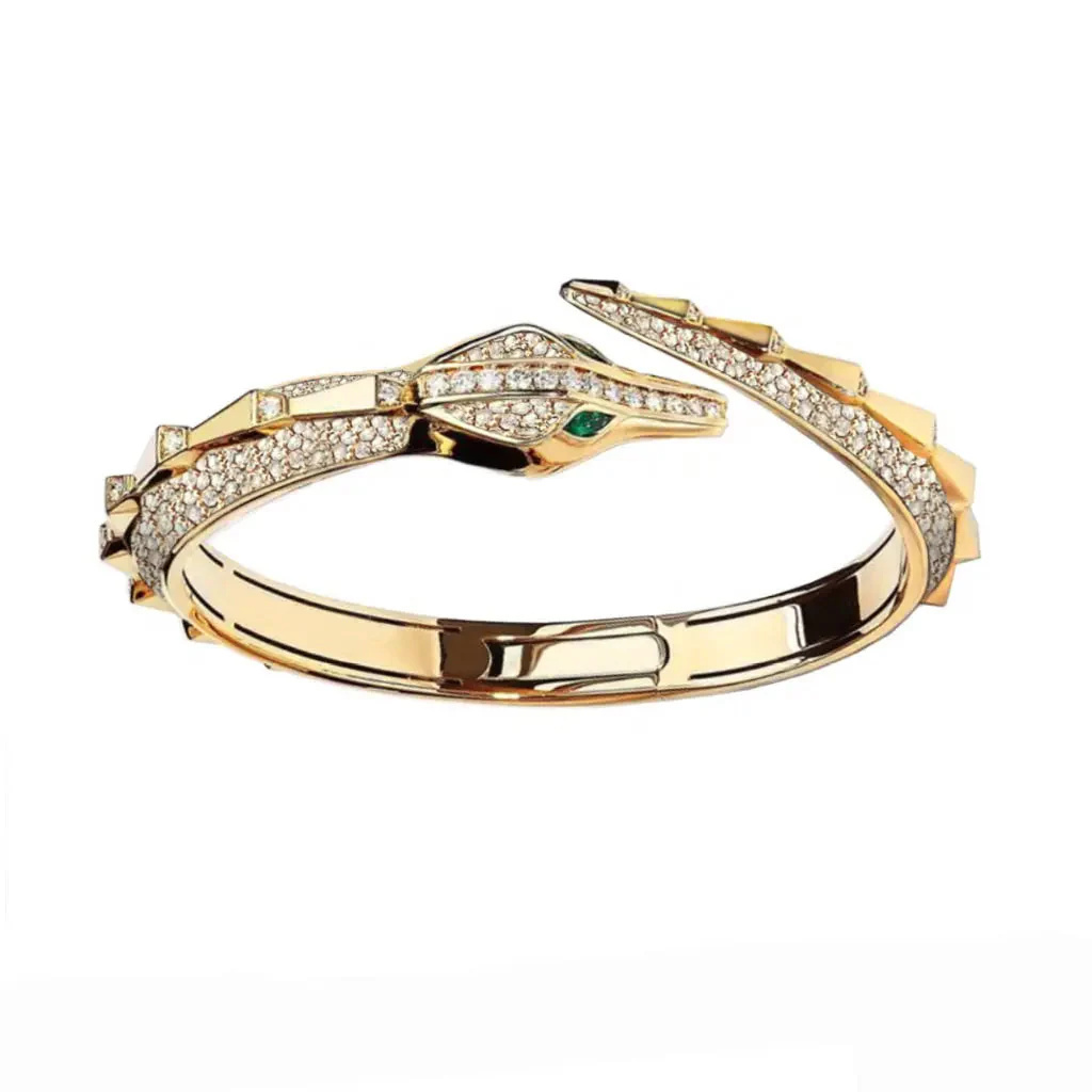Orlov Spike Signature Croco Full Pave Diamond Bracelet - Yellow Gold CSP-BSHYF