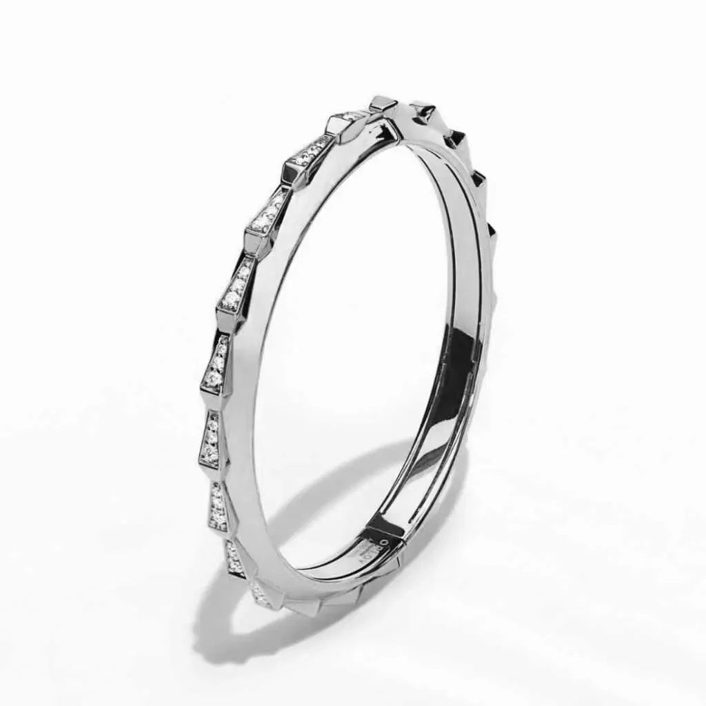 Orlov Spike Signature Half Pave Diamond Bracelet - White Gold CSP-BSIWH