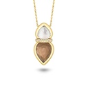 Marceline Amrita Lotus Duplet Necklace In Mother Of Pearl, White And Smokey Quartz Amrita Lotus Duplet Necklace In Mother Of Pearl, White And Smokey Quartz
