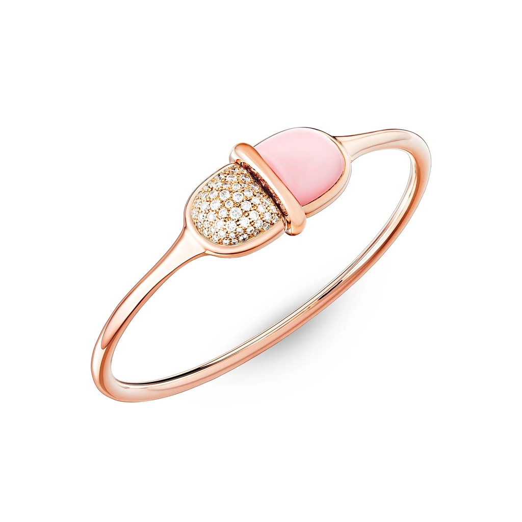 Marceline Amrita Round Bangle In Pink Opal And Diamonds Amrita Round Bangle In Pink Opal And Diamonds