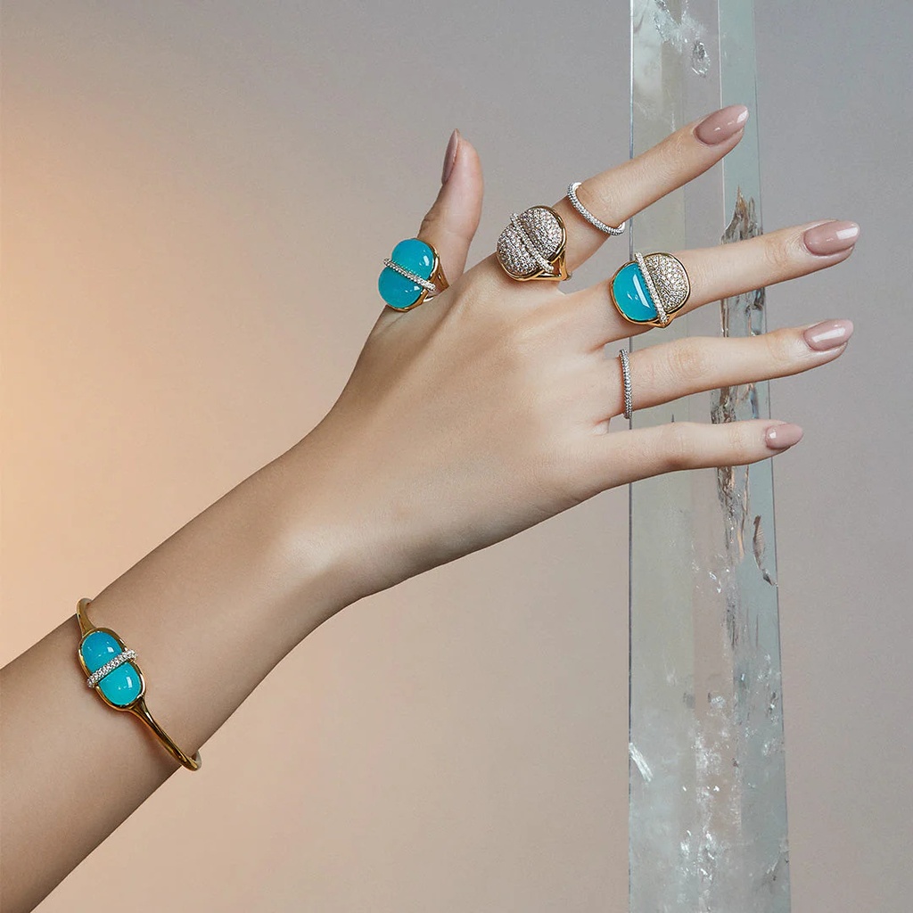 Marceline Amrita Round Bangle In Sea Blue Chalcedony Amrita Round Bangle In Sea Blue Chalcedony #2