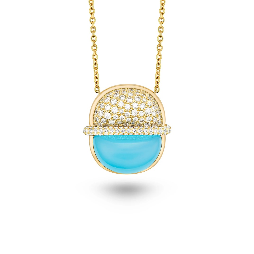Marceline Amrita Round Necklace In Sea Blue Chalcedony And Diamonds Amrita Round Necklace In Sea Blue Chalcedony And Diamonds