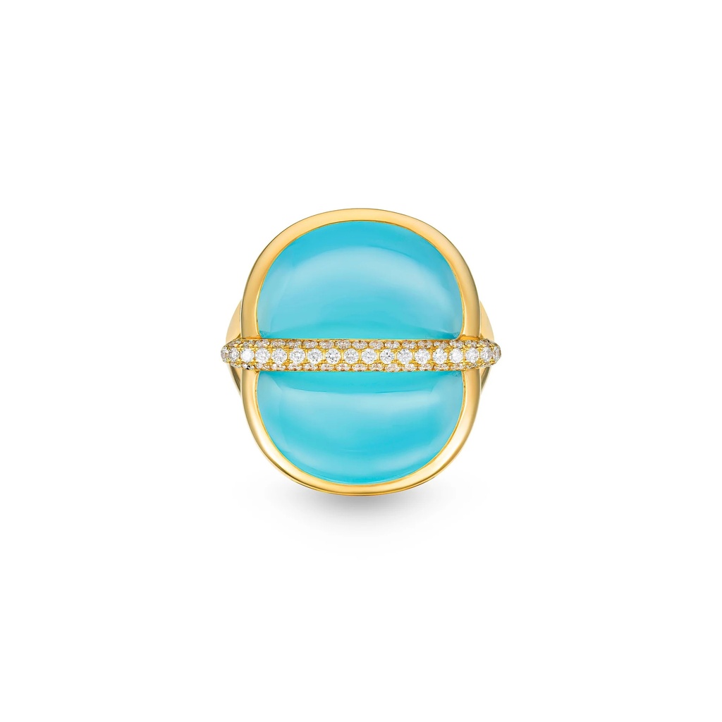 Marceline Amrita Round Ring In Sea Blue Chalcedony Amrita Round Ring In Sea Blue Chalcedony