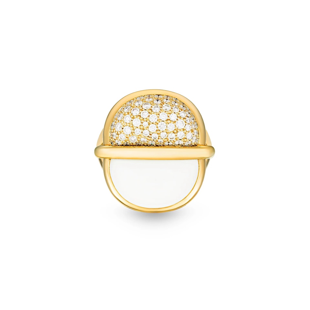 Marceline Amrita Round Ring In White Ceramic And Diamonds Amrita Round Ring In White Ceramic And Diamonds