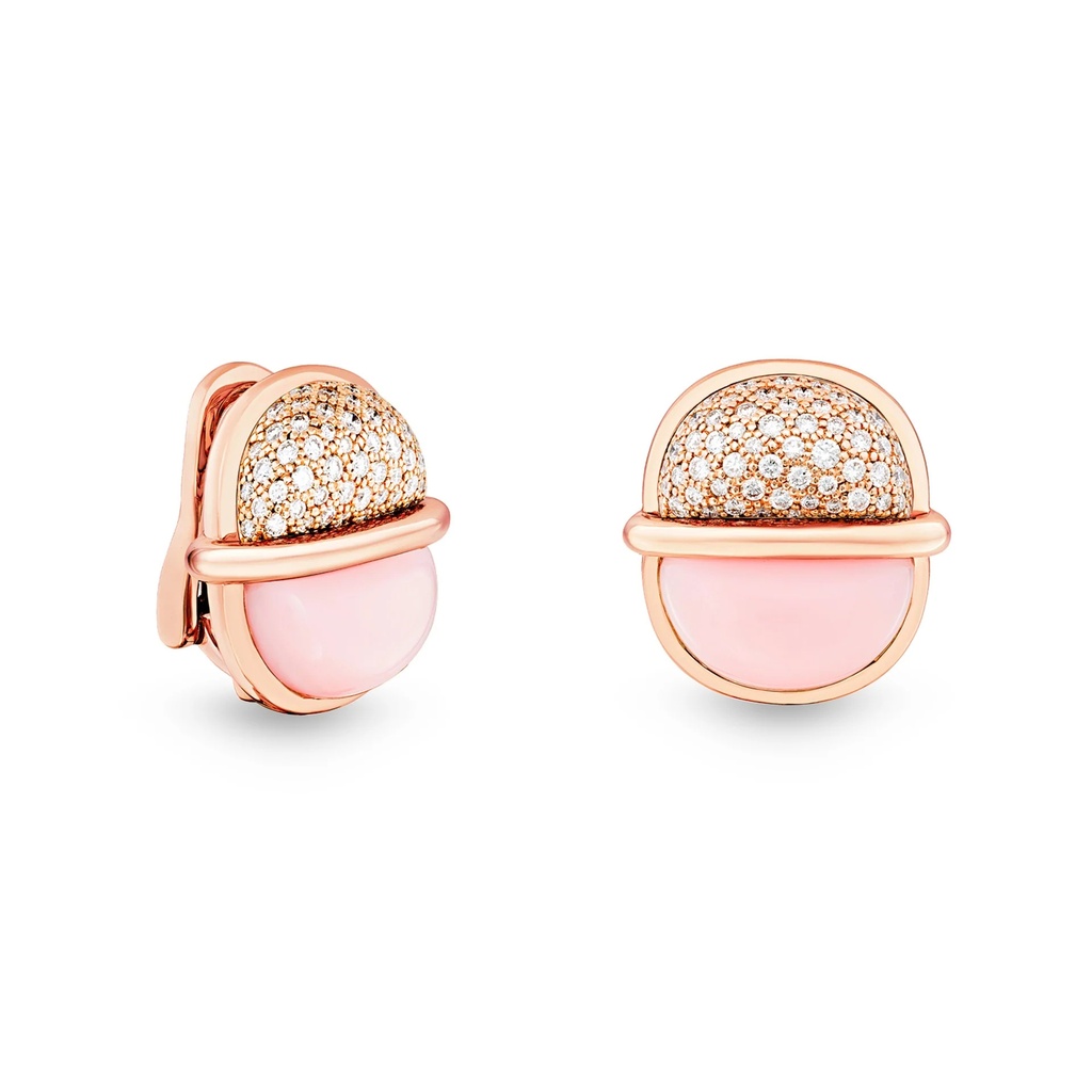 Marceline Amrita Small Round Earrings In Pink Opal And Diamonds Amrita Small Round Earrings In Pink Opal And Diamonds