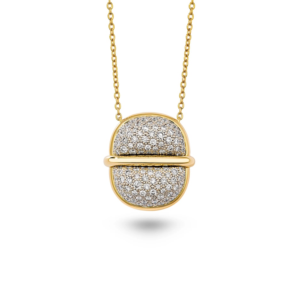 Marceline Amrita Small Round Necklace In Full Diamonds Amrita Small Round Necklace In Full Diamonds
