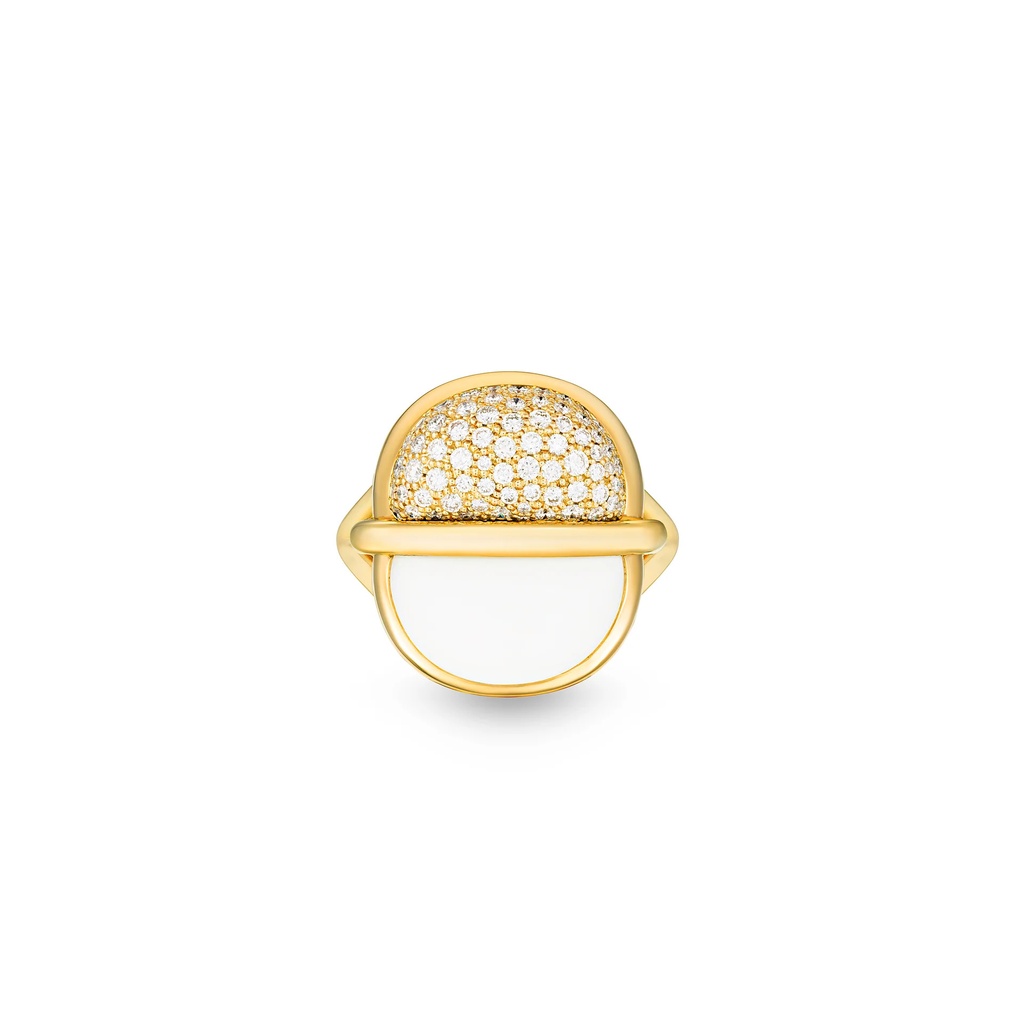 Marceline Amrita Small Round Ring In White Ceramic And Diamonds Amrita Small Round Ring In White Ceramic And Diamonds