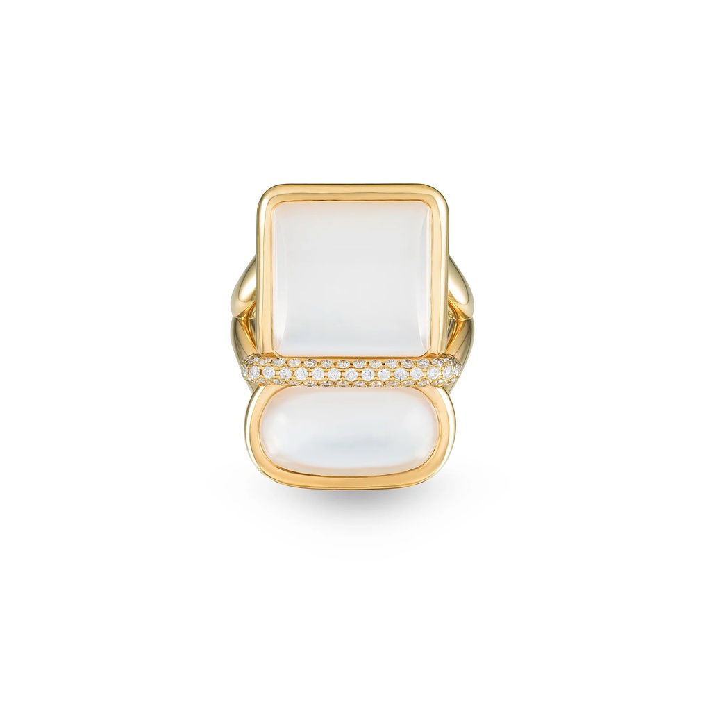 Marceline Amrita Square Duplet Ring In White Mother Of Pearl Amrita Square Duplet Ring In White Mother Of Pearl