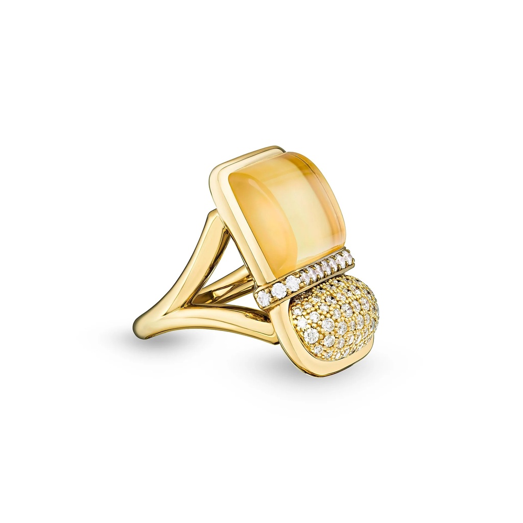 Marceline Amrita Square Duplet Ring In Yellow Mother Of Pearl, Citrine, And Diamonds Amrita Square Duplet Ring In Yellow Mother Of Pearl, Citrine, And Diamonds #2