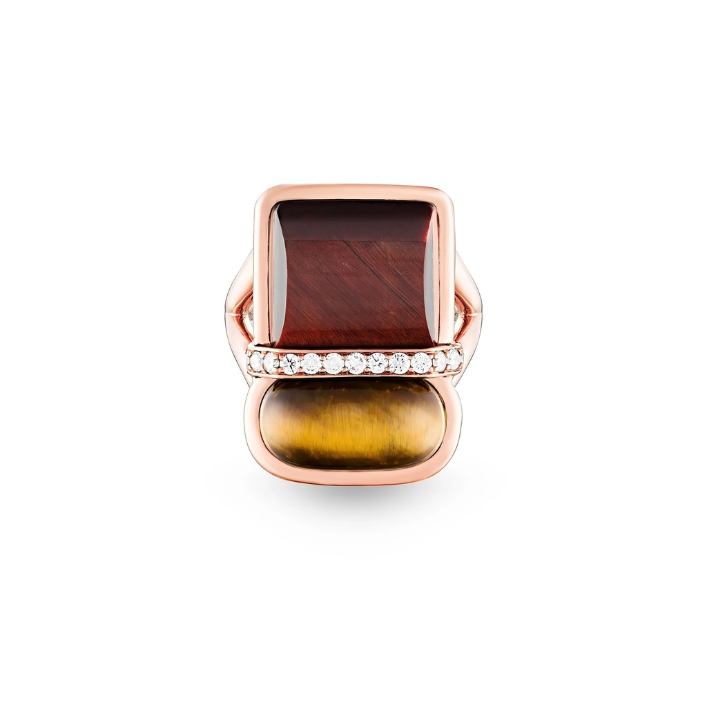 Marceline Amrita Square Ring In Bull'S And Tiger'S Eyes Amrita Square Ring In Bull'S And Tiger'S Eyes